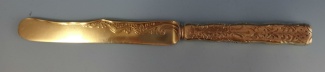 Dessert Knife vermeil  HH  AS  w/ flowers & scrollwork  7 3/4