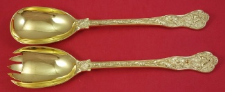 Salad Serving Set CJ Vander  vermeil  5-tine  10 1/2