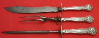 Roast Carving Set 3-pc  w/ carbon blades-fair - New Vintage by Durgin - Sterling - With Monogram