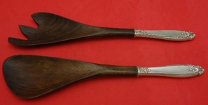 Salad Serving Set w/ wood  11 1/2