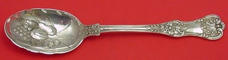 Berry Spoon hand-chased w/ fruit-in-bowl  8 5/8
