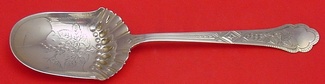Berry Spoon by Gorham  fluted, brite-cut with grapes 8 3/4