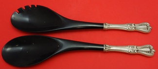 Salad Serving Set 2 pc w/ black plastic 11 3/4