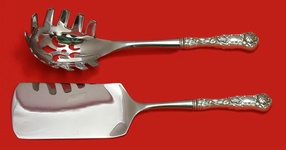 Italian Set Made to Order Two Piece Italian Set which includes:  Lasagna Server 11”, & Pasta Server 11” - Bridal Rose by Alvin - Sterling