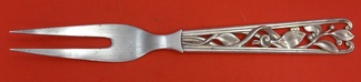 Cold Meat Fork pierced w/ flowers  2-tine  9
