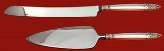 Wedding Cake Set Made to Order Two Piece Wedding Cake Set Which Includes: Wedding Cake Knife 11”, & Cake Server 9”   - Empress by International - Sterling