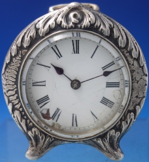Clock by V.A.P Brevete  w/ flowers & leaves  c.1880  3 1/2