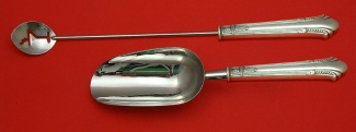 Bar Set **made to order 2-pc Bar Set Which Includes: Martini Spoon 12” & Ice Scoop 9” HH WS - Shamrock V by Gorham - Sterling