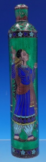 Bottle marked .925  enameled  figural man & woman  some chips  8