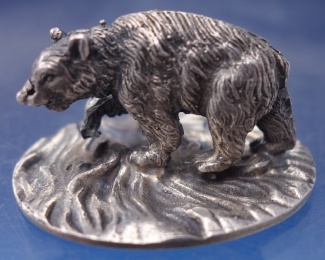 Place Card Holder 800 silver  w/ bear  1 3/8