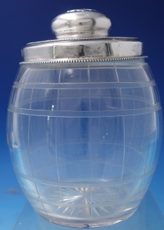 Cigar Jar #53858 glass w/ axe emblem on sterling lid  7