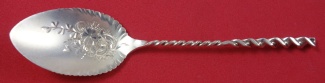 Ice Cream Spoon brite-cut  w/ flower in bowl  fluted  5 1/4