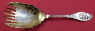 Salad Serving Fork by J. & W. Moir NYC. 1844-1887  GW  brite-cut  9 3/4
