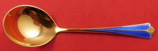 Sugar Spoon vermeil  w/ blue enamel  5
