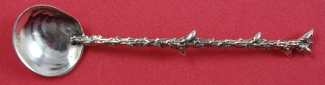Master Salt Spoon / Caviar Spoon (like Narragansett)  coral like handles  shell bowl  4