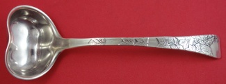 Gravy Ladle heart shaped bowl  w/ flowers & leaves  7