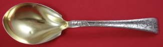 Berry Spoon GW  w/ helmet shaped bowl  w/ flowers and leaves  8 7/8