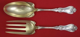 Salad Serving Set GW  AS  w/ flowers in bowl  9 1/8