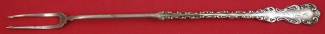 Pickle Fork 2-tine  long w/ barb  design ends short of handle  8 3/4