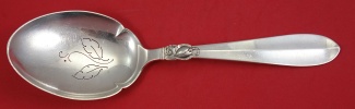 Pea Spoon pierced  w/ leaves  9 7/8