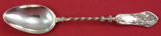 Coffee Spoon by Emile Huignard  brite-cut back of bowl w/ birds & leaves  5 3/8
