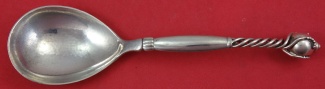 Berry Spoon w/ 3-D ball on twist handle w/ beads  hammered  8