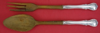 Salad Serving Set w/ wood  11 1/4