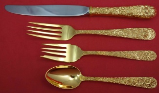 Regular 4-pc Setting availability based on stock listed below - Repousse - Vermeil by Kirk - Sterling