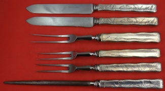 Roast Carving Set 6-pc w/ boar, birds, stag, hound 2 knife 11 1/4