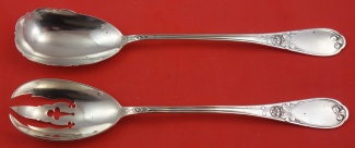 Salad Serving Set AS  w/ clover and clover blossom  by Page Brothers  (P. Freres)  9 1/4