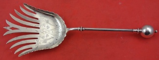 Asparagus Fork brite-cut with greek key 10 1/4
