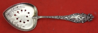 Nut Spoon heart shape  brite-cut  pierced w/ stars  5 3/8