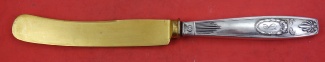 Regular Knife .800 silver w/ wreath and bow  w/ vermeil steel blade  w/ mono 
