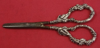 Grape Shears Sterling grape handles and steel blades  some rust  6 1/2