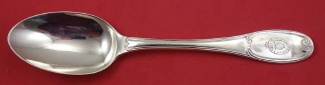 Dinner Spoon Engraved crest with belt & shell. London 1856  8 1/2