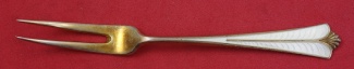 Strawberry Fork 2-tined vermeil w/ white enamel 4 1/4
