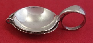 Tea Caddy Spoon unique double attached  one side pierced   2 7/8