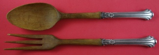 Salad Serving Set w/ olive wood  11 1/4
