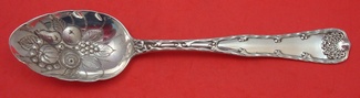 Berry Spoon hand chased w/ fruit-in-bowl  8 1/2