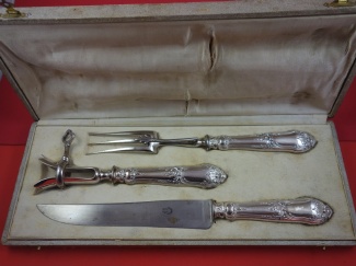 Roast Carving Set 3pc in fitted box  .950 silver  knife 12 1/2