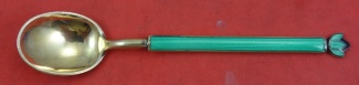 Demitasse Spoon vermeil w/ lime green enamel on both sides 3 3/4