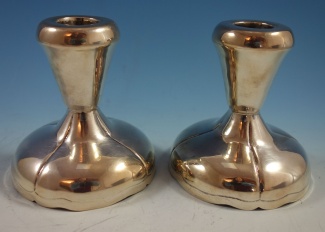 Candlestick pair  modernistic  14.5oz 4 1/4