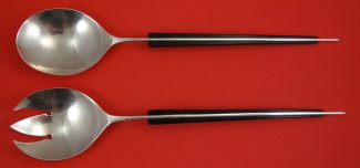 Salad Serving Set .925 silver  w/ wood  10 3/8
