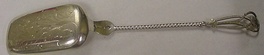 Platter Spoon pierced handle w/ engraved strawberries on back of bowl  12