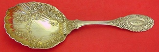 Berry Spoon GW  very fancy with shell bowl, flowers and ribbons 8 7/8