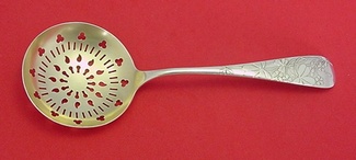 Pea Spoon with acid etched leaves & flowers 8