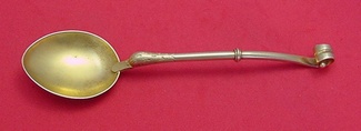 Place Soup Spoon figural w/ duck  vermeil 7 1/2