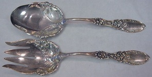 Salad Serving Set AS  with lilies on shoulders  9 1/2