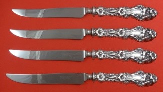 Steak Knife custom made Large Set of 4  Texas-Sized - Lily by Whiting - Sterling - With Monogram
