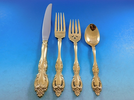 Du Maurier Gold by Oneida Sterling Silver Flatware Set for 12 Service 48 Pieces